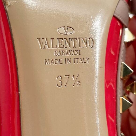Valentino Garavani Coral Patent Leather Pointed Toe Rockstud Caged Heel EU 37.5 - Picture 13 of 16